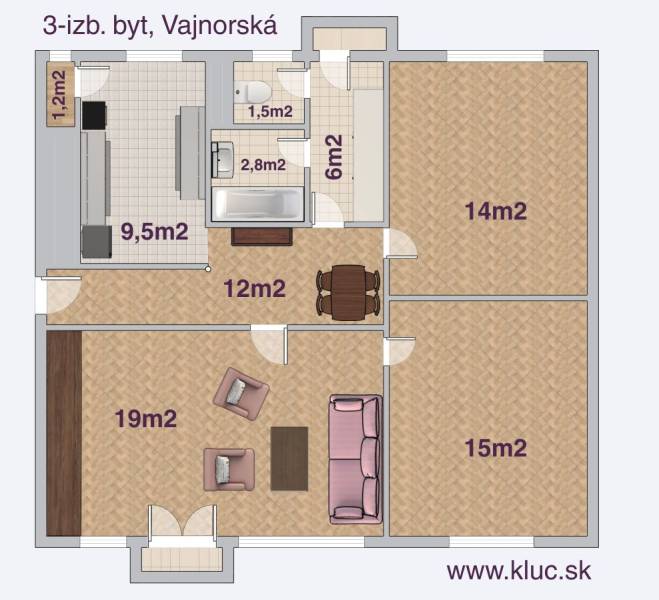 Kaufen 3-Zimmer-Wohnung, 3-Zimmer-Wohnung, Vajnorská, Bratislava - Nov